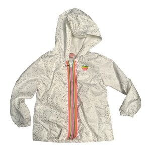 Juicy Couture White Polka Dot Girls Windbreaker Jacket with Rainbow Accents